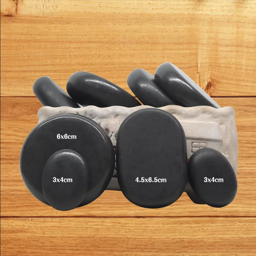 Tontin 20pcs/set Stone Massage Set Box Relieve Stress Back Pain Health Care Lava Basalt round massage tool Stones 260316
