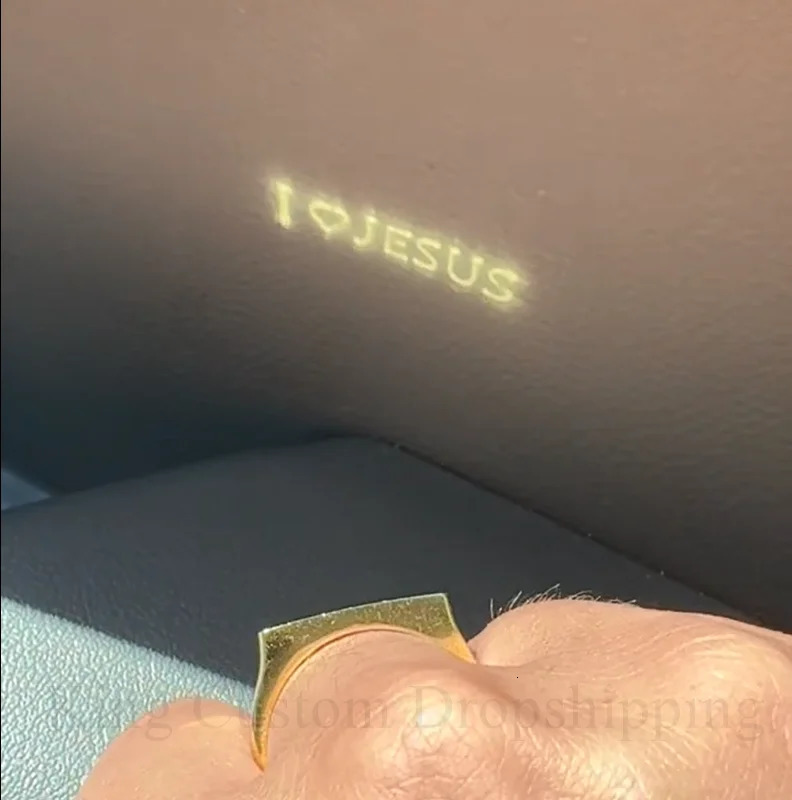 I Love Jesus Couple Jewelry Projection Couple Ring Light Sculpted Adjustable reflecting Ring Valentines Day Gift for Lover 260324