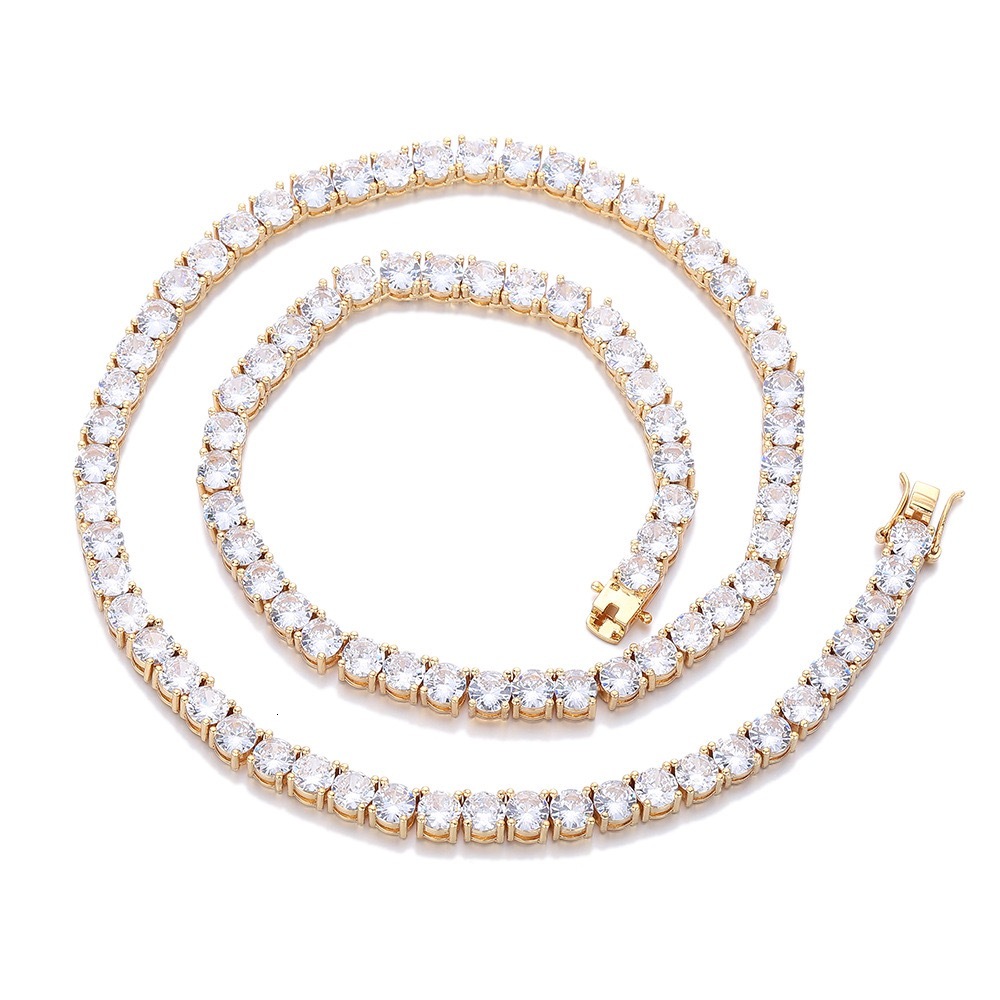 D color VVS moissanite diamond tennis chain necklace dropshipping 3mm 4mm 5mm 925 silver fine jewelry for men and women