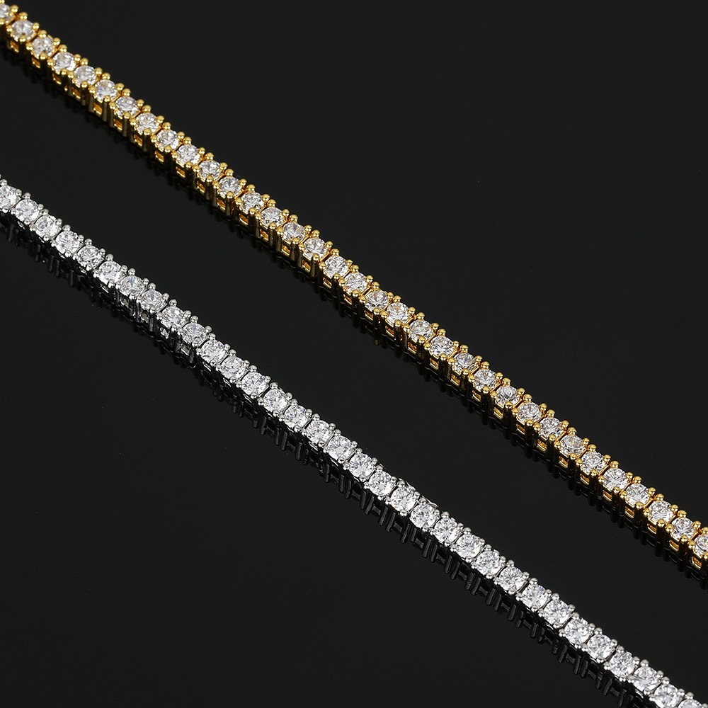 Hot-selling Pass Tester 2mm Iced Luxury Diamond Tennis S925 Silicon Chain Necklace and Bracelet GRA