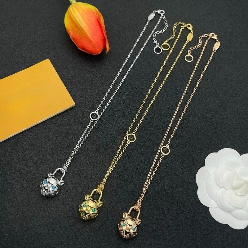 Designer Tiger Pendant Necklace for Men Women Premium 18K Gold Plated Necklace Rock Hip-Hop Chain Jewelry New Trendy Party Accessory Gift