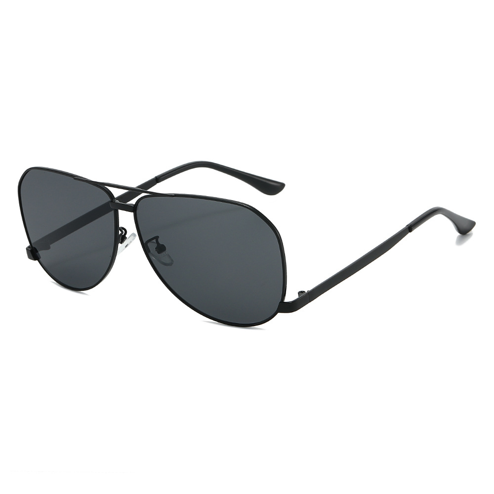 New Fashionable Double Beam Pilot Frog Eye Sunglasses - Retro Oversized Metal Frame for Men and Women in European and American Styles