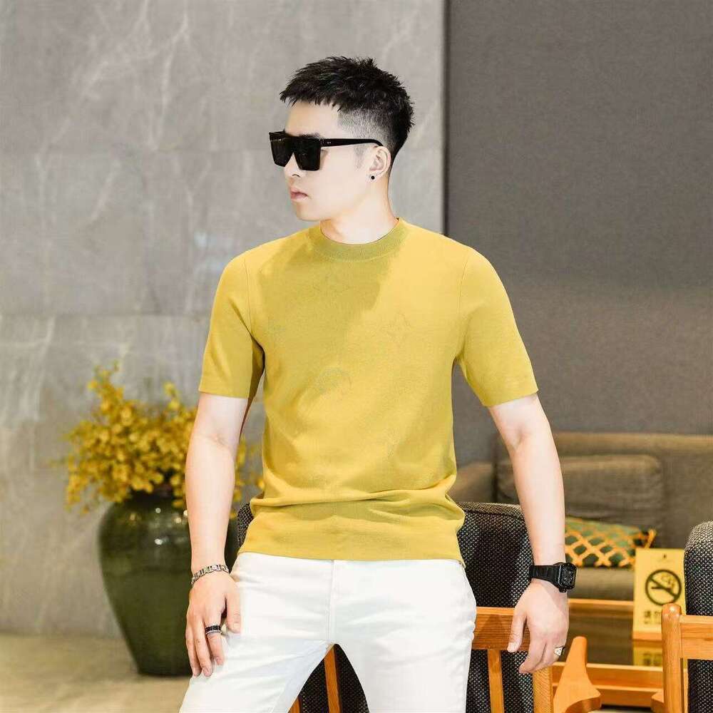 2026 New Trendy Brand T-Shirt Round Neck Fashionable Print Slim Fit Versatile Casual Korean Style Short Sleeve Mens T-Shirt