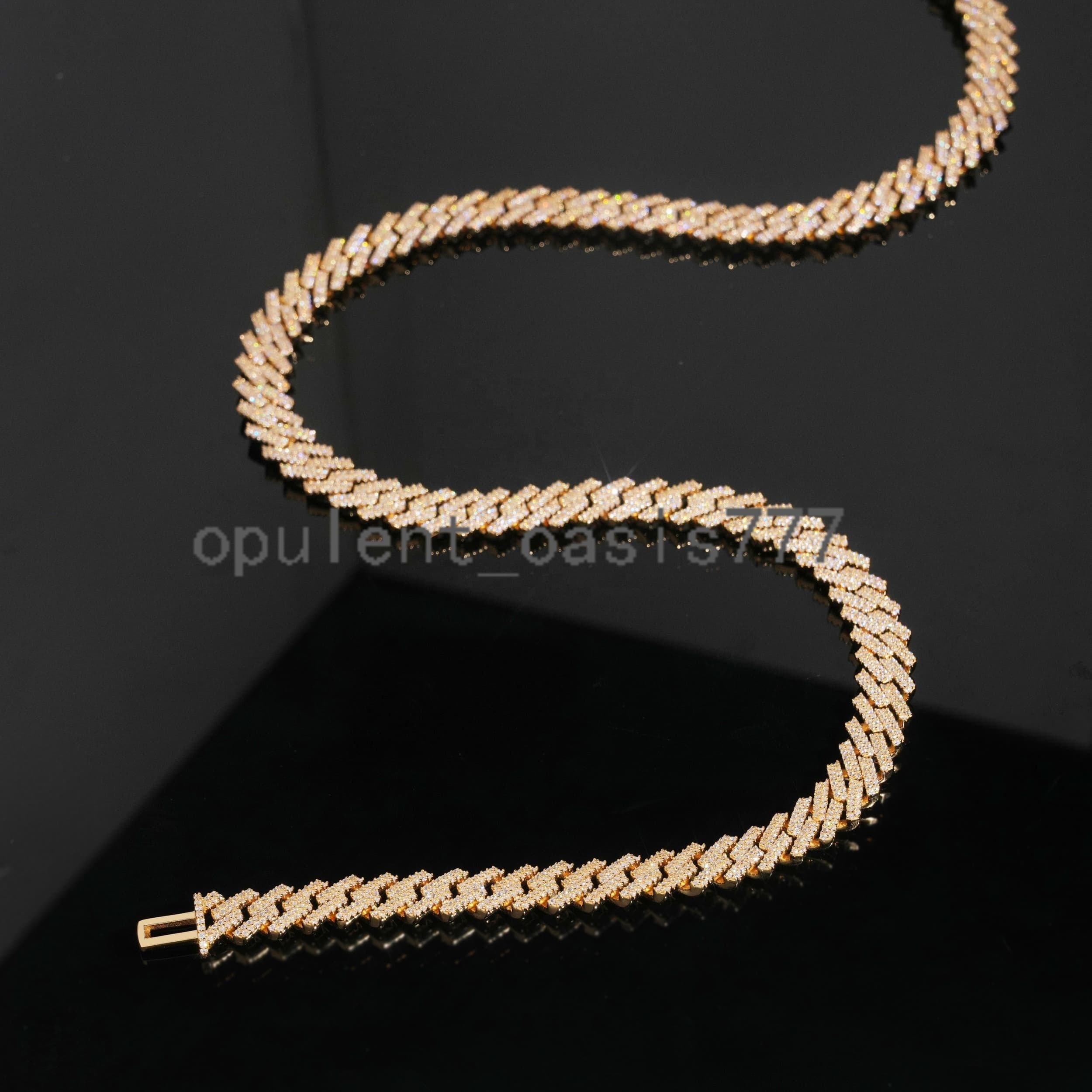 Hot Sale 10mm Custom Hip Hop Jewelry Iced Diamond Yellow Gold VVS Moissanite Cuban Link Chain Bracelet Mens Luxury