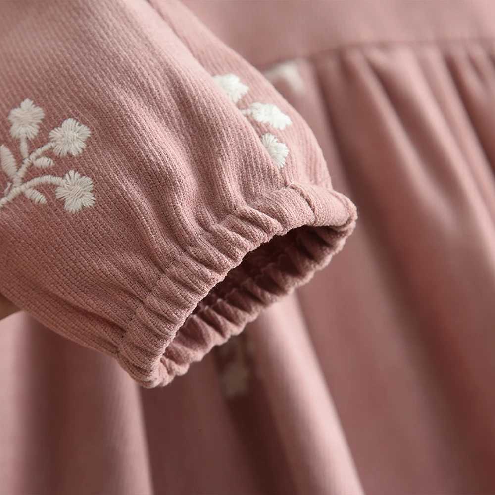 Sweet and Lovely Pink Baby Girl Doll Collar Long Sleeved Floral Princess Dress Korean Version Autumn NewT260330