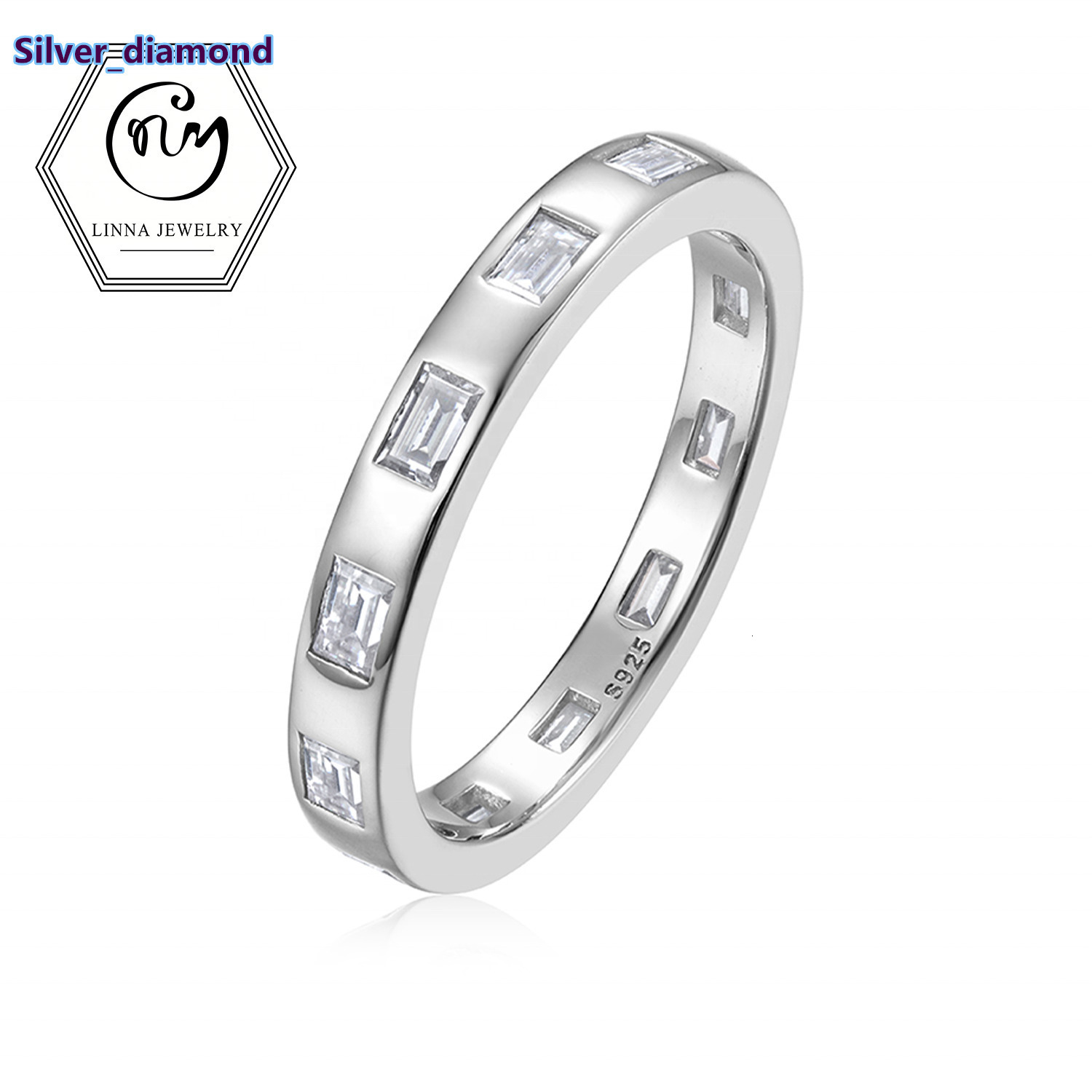14 CTW S925 Silver Emerald Cut Moissanite Channel Set Eternity Band Ring Premium Quality Gemstone for Bridal