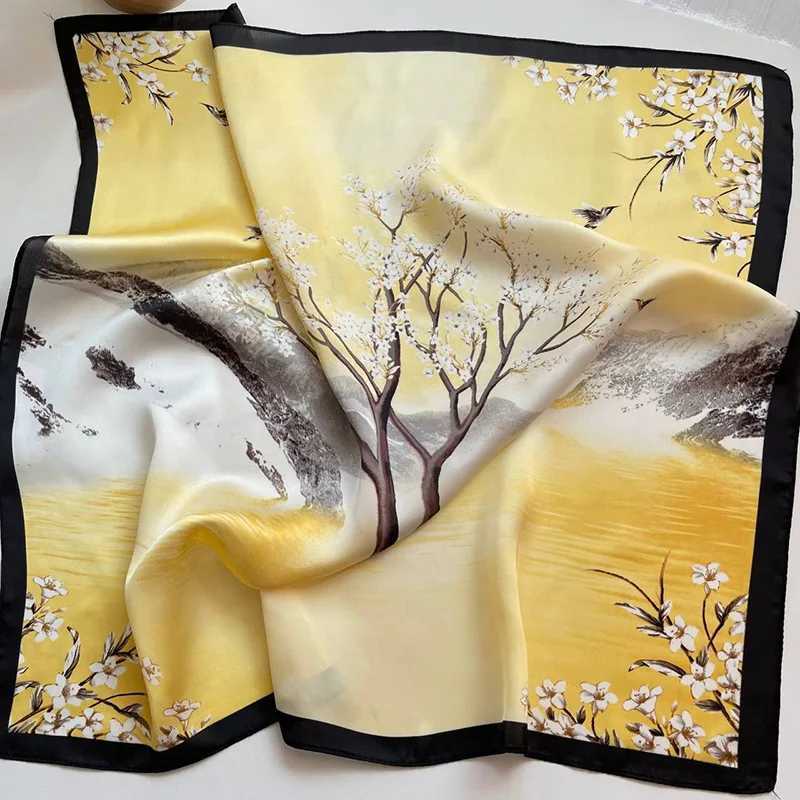 Luxury Design Print Silk Square Scarf Wen Soft Satin Horse Hairband Neckerchief Off Hijab band Foard Bag Ribbons Gift X260328