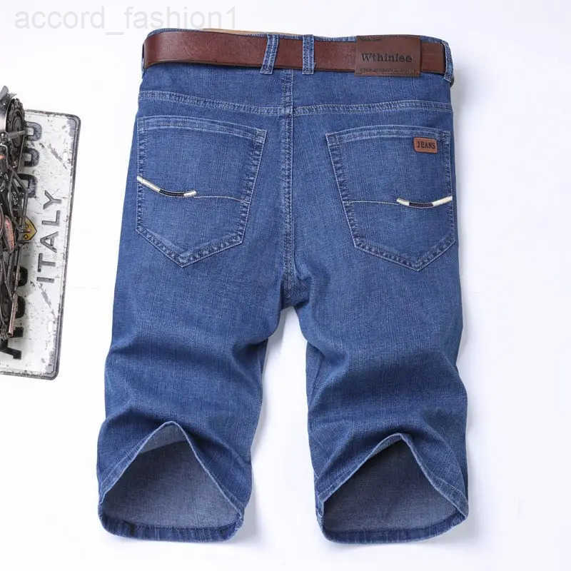2025 New Denim Shorts for Mens Spring and Summer Trendy Brand Thin Elastic Loose Straight Casual Five Point Middle Pants H260330