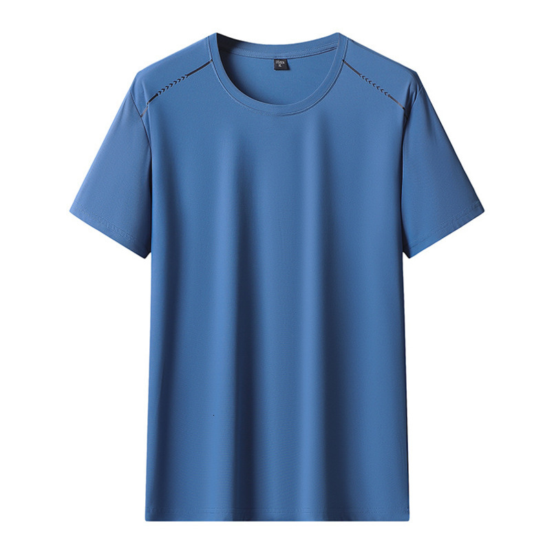 Nylon ice-feel short-sleeve for men, summer thin loose fit, large size, casual sports, double-open outdoor ice silk T-shirt