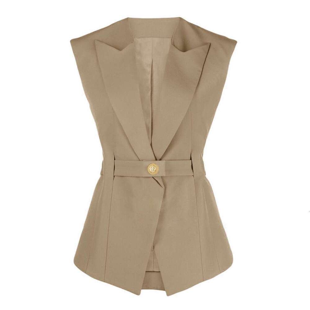 X21 Summer new designer fashionable high-end lace up sleeveless slim fit elegant commuter women's suit vest 2026
