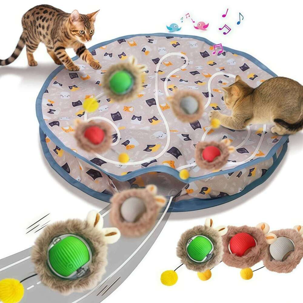 Toys Ball Cover Set Fast Rolling in Pouch Hide and Seek Kitten Motion Activated Interactive Cat Toy Indoor