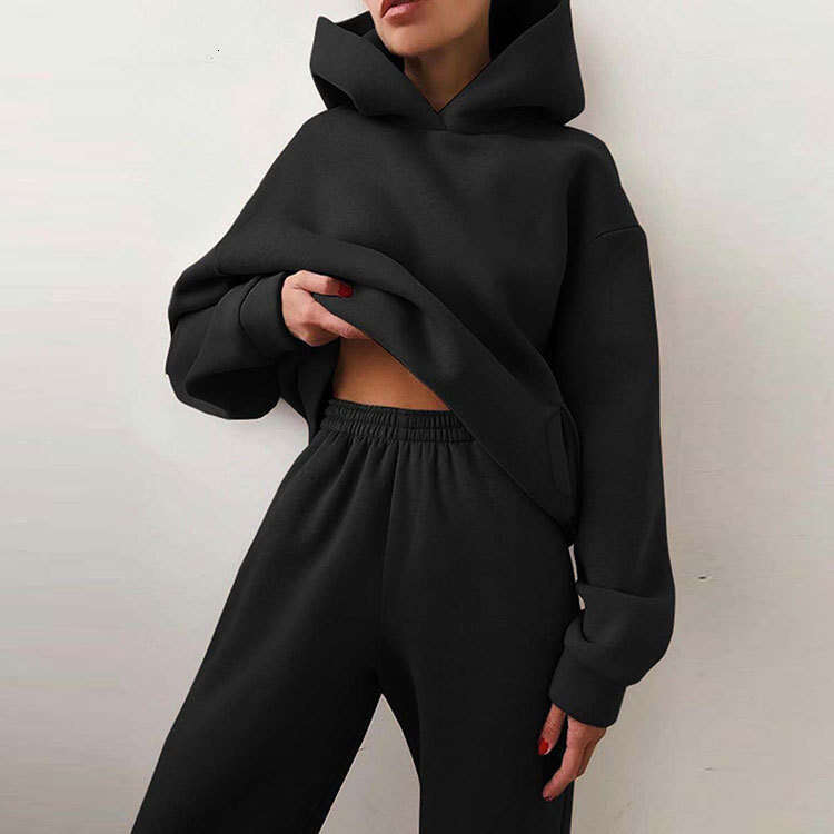 2026 Spring New Collection: Cross-Border European and American Foreign Trade Women's Clothing, Fashionable Casual Sporty Solid Color Hooded Sweat