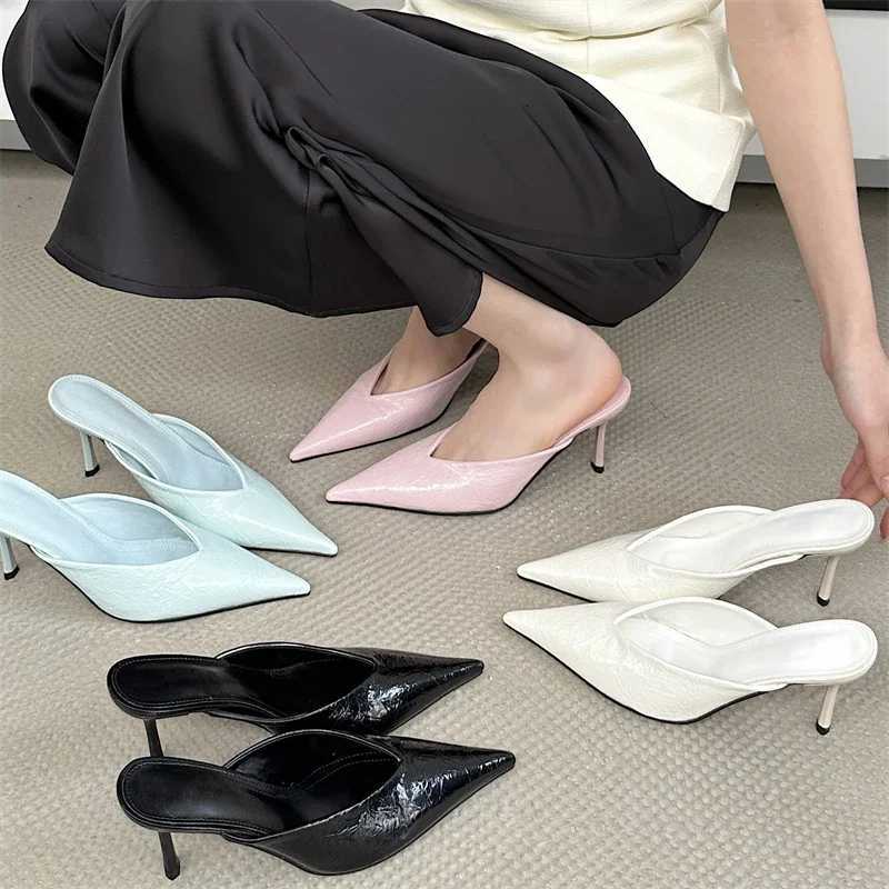 Eilyken Sexy Elegant Shallow Pointed Toe Mule Women Slippers Pumps Fashion Thin High Heels Stripper Dress Ladies Shoes Z260330