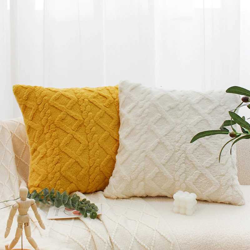 Plush Cushion Cover Geometric Pillow Cover for Living Room Sofa 45x45cm Decorative Pillow Home Decor Pillowcase H260330 - view 3