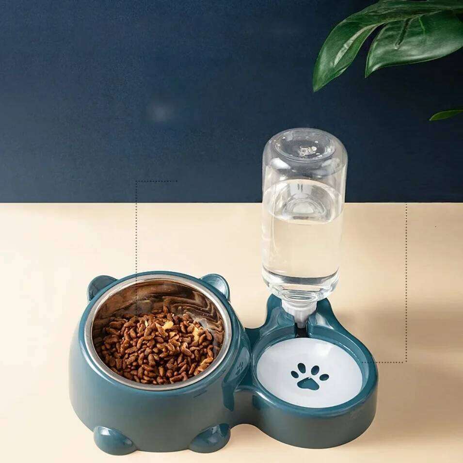 2-in-1 Dog Food Rice Pot Supplies Cat Bowl Pet Drinking Water Feeding Integration 26W0330