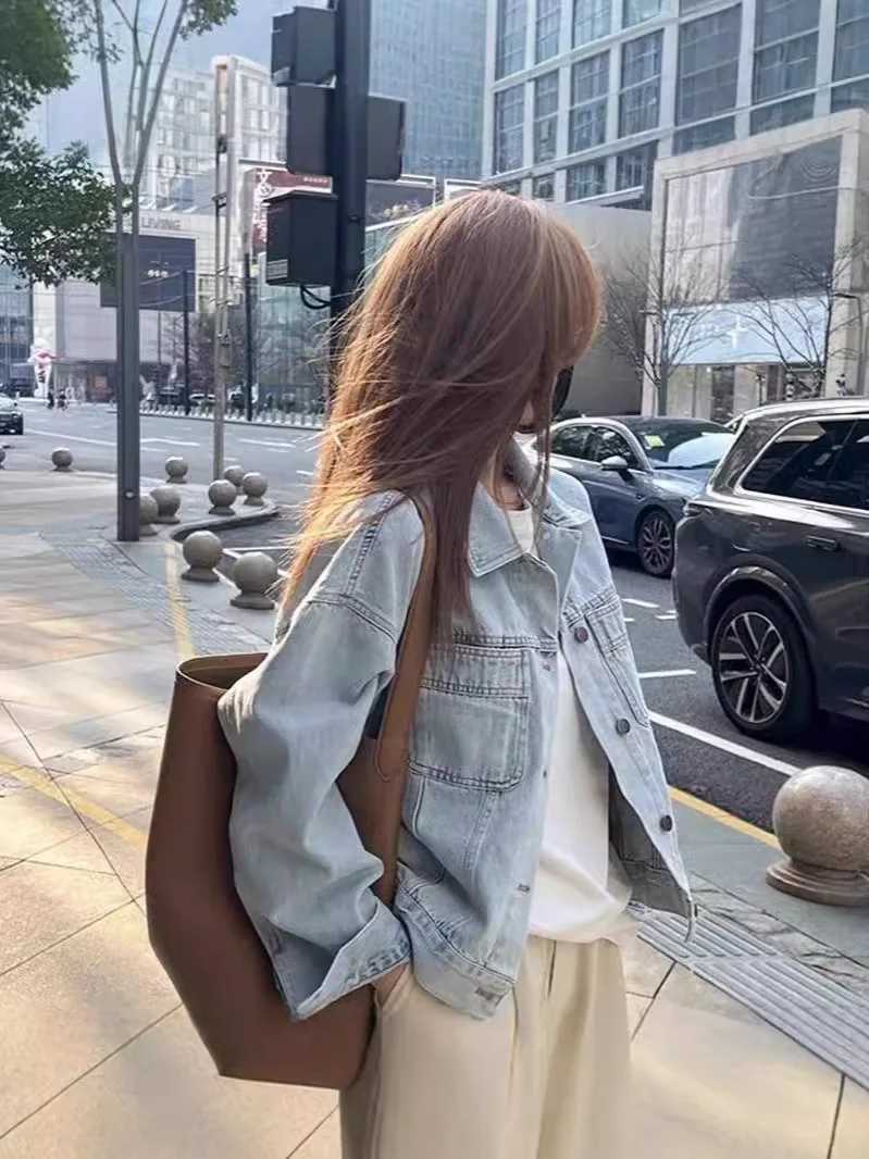 30/5000 Spring and Autumn Women Thin Korean Loose Short Long-sleeved Jacket European Washed Cotton Retro Denim Jacket for WomenT260328