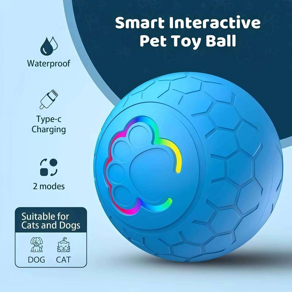 Smart Dog Interactive Electronic Pet USB Automatic Bouncing Rolling Toy Ball With RGB Lights Puppy Cat Product