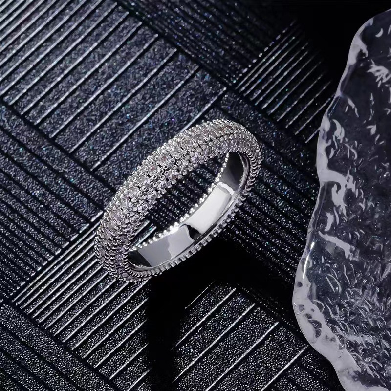 Jewlery Designer For Women New European And American Tiktok Trending Micro-Inlaid Full-Diamond Ring Women, Heavy-Duty, Light Luxury, High-End Jewelry 