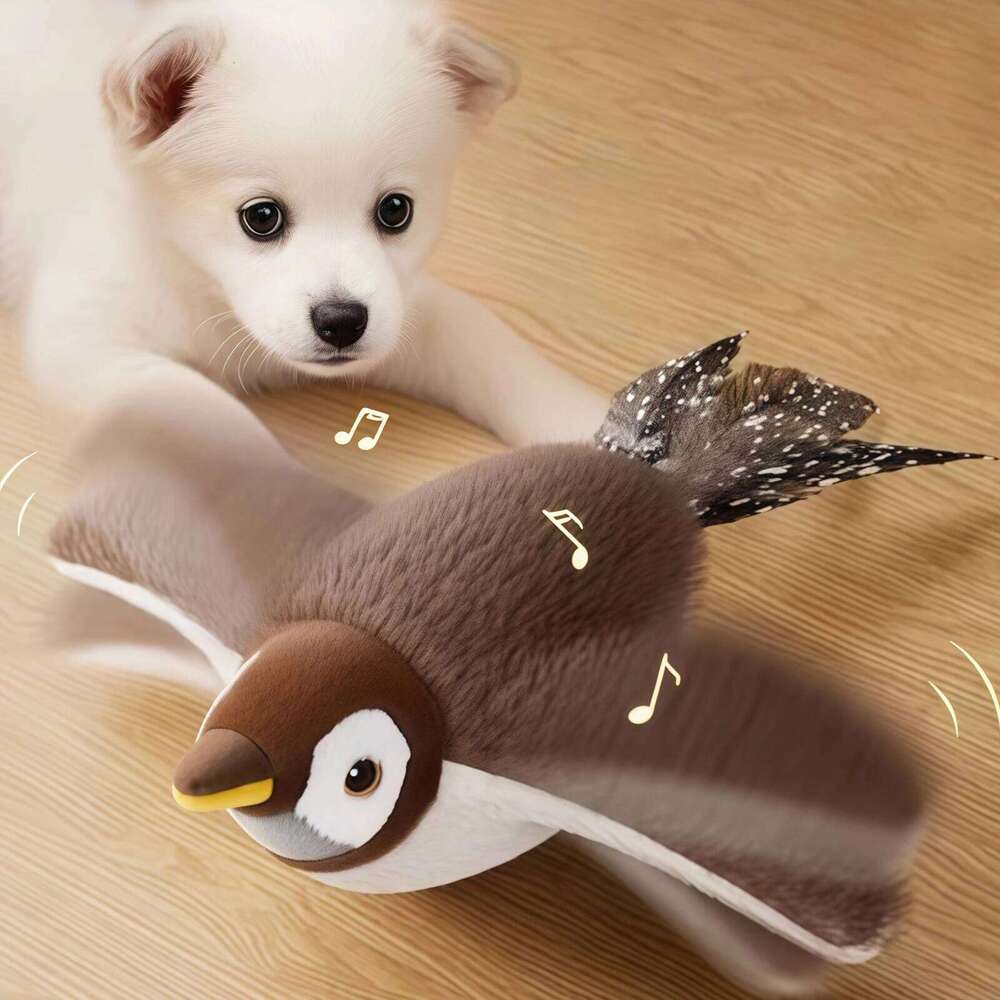New Interactive Toys Electric Pat Bird with Catnip Dog Cats Touch-Activated Squeaky Plush Toy Pet USB Rechargeable