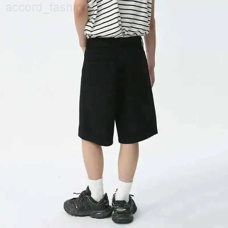 IEFB Spring Summer New Mens Denim Shorts Solid Color Straight Five Points Fashion Trend Middle Waist Casual Short Pants 9A8588 H260330