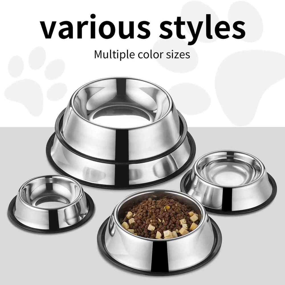 FGG Stainless Steel Storage Container Dog Food Water Bottle Pet Bowl Feeder Dish for Small Large Dogs Cats 26W0330