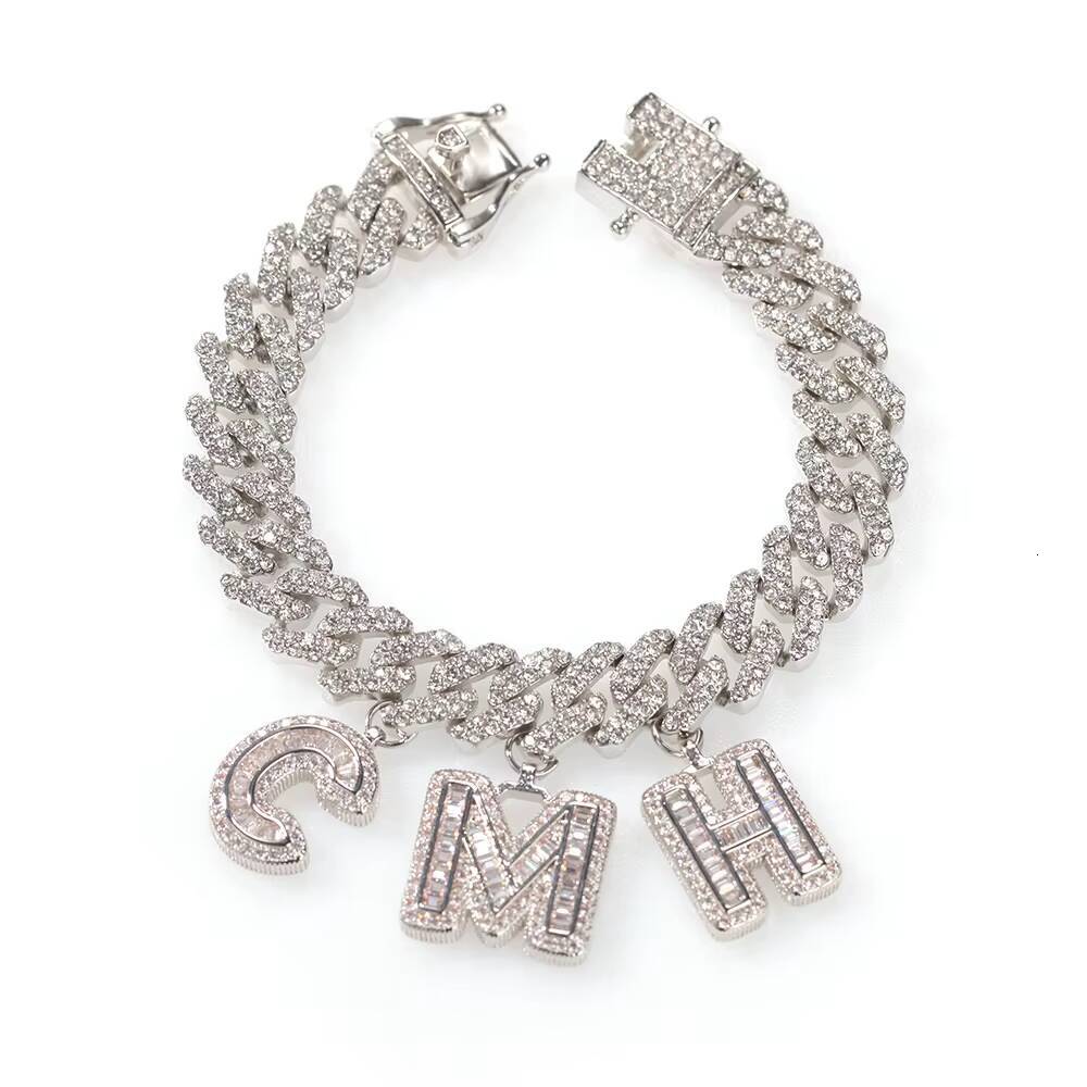 Custom Name Necklace Hip Hop Cuban Chain Necklace With Moissanite Stone DIY Letters Necklace