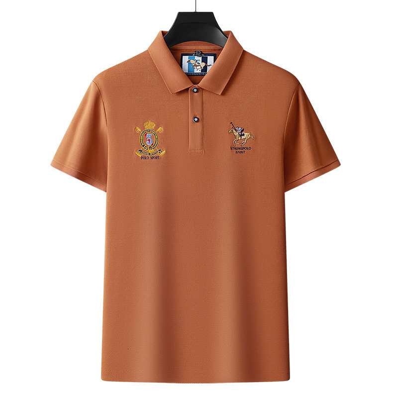 Designer Short-sleeved Shirt With Exquisite Embroidery Casual And Business-style Polo Shirt With A Turned-down Collar Stylish And Luxurious For Men