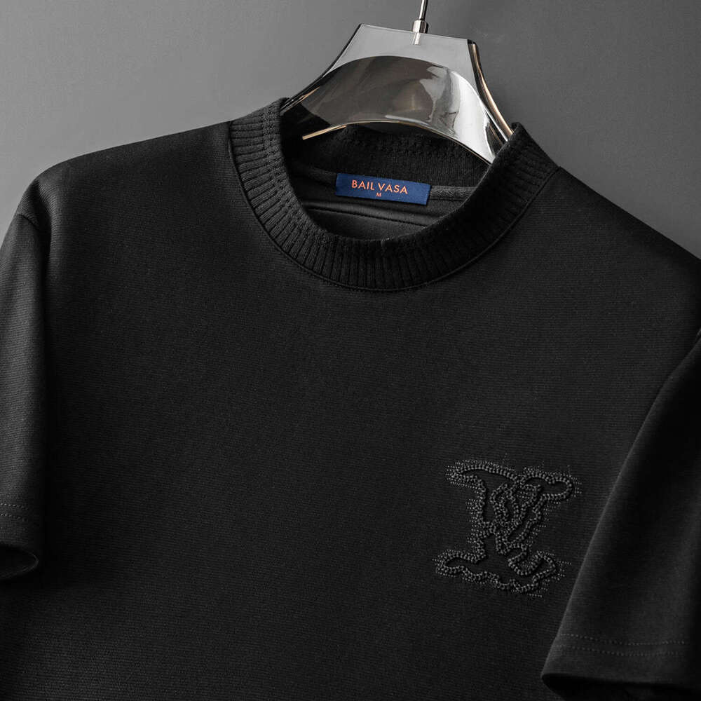 European Station Trendy Brand Light Luxury High-End Embroidered Short Sleeve T-Shirt Men 2026 Summer New Fashion Round Neck Versatile Top