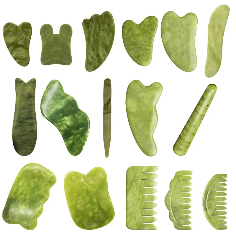 Natural Jade Stone Guasha Board Gouache Scraper For Body Acupoint Press SPA Acupuncture Skin Care Massage Anti Aging Tool 260316