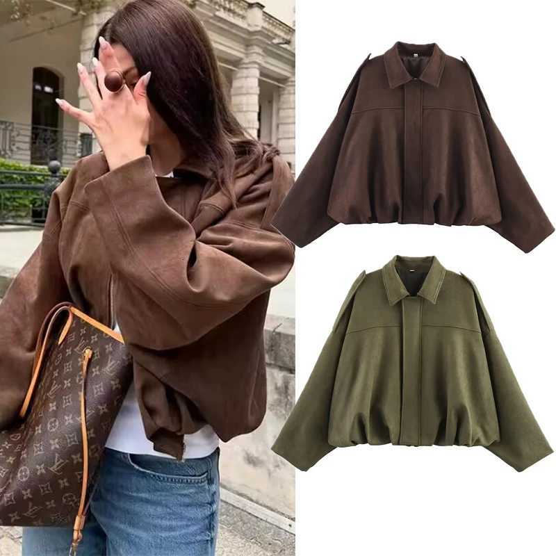 TFMLN New Autumn Loose Suede Jacket Woman 2025 Elegant Ladies Jackets Chic Street Youth Long Sleeves CoatsT260328
