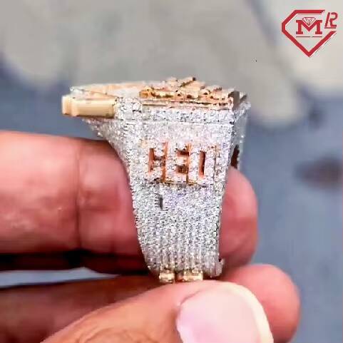 High Quality Moissanite Ring for Menluxury Baguette Cut House Shape Hip Hop Silver Iced Out Moissanite Ring