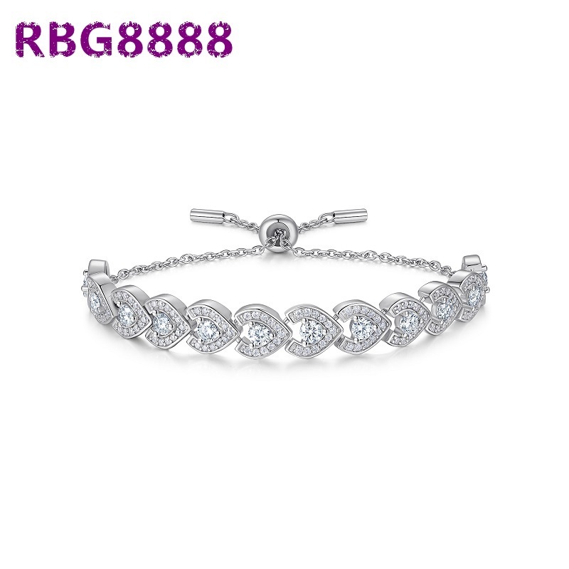 Factory Wholesale Jewelry Ajustable Chain Gem Bracelet 925 Sterling Silver Bracelet Muti-gem Fine Women Moissanite Bracelet