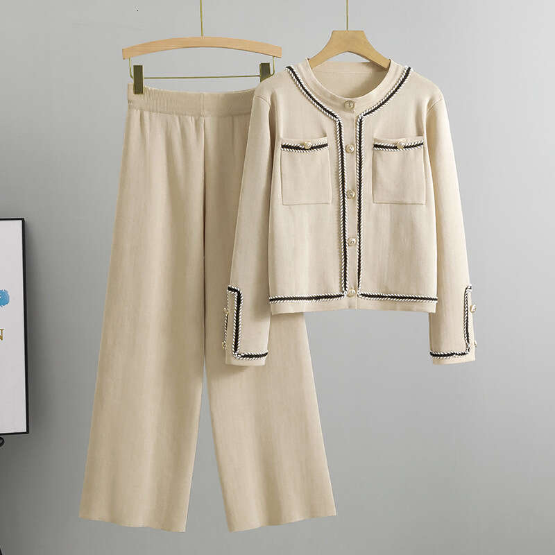 Cross Border Autumn Winter Korean Fashionable Elegant Knitted Cardigan For Women Stylish Slimming Two Piece Set Luxury