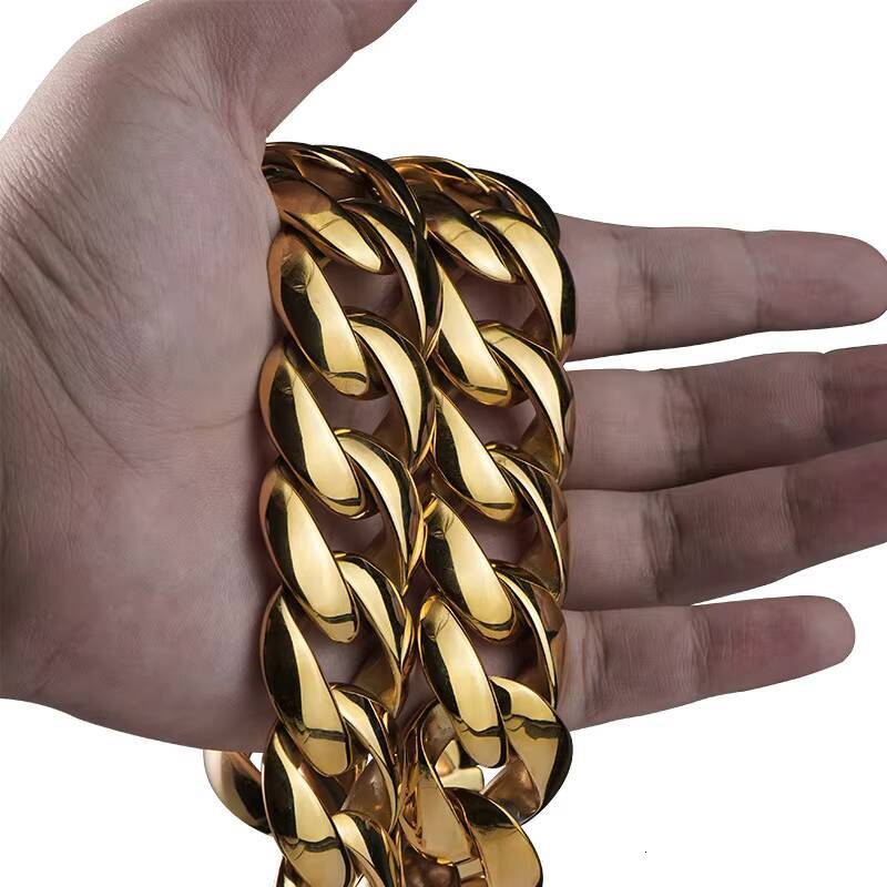 Wholesale Stainless Steel Hip Hop New Luxury Cuban Link Bracelet Moissanite Cuban Link Custom Heavy Gold Cuban Link Necklace Men
