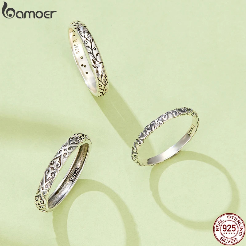 925 Sterling Silver Vintage Embossed Vine Pattern Band Ring for Women Stackable Engraved Iris Ring Minimalist Daily Gift 260324