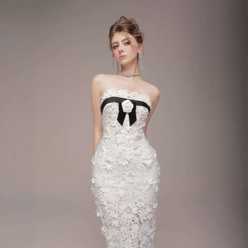 Women's Clothing 2026 Summer New Camellia Fresh Strapless Slim-Fit Dress 2059 Qipao Hanfu Silk