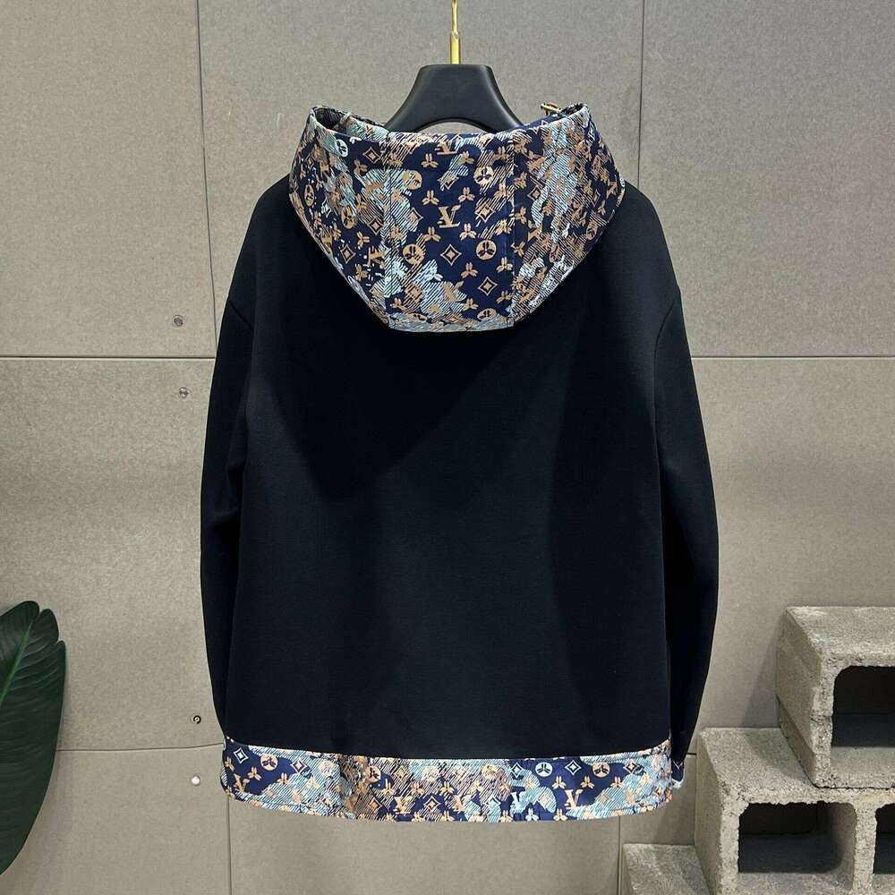 2026 Spring New Design Sense Light Luxury Men's Youth Fashion Trend Versatile Patchwork Hooded Casual Jacket