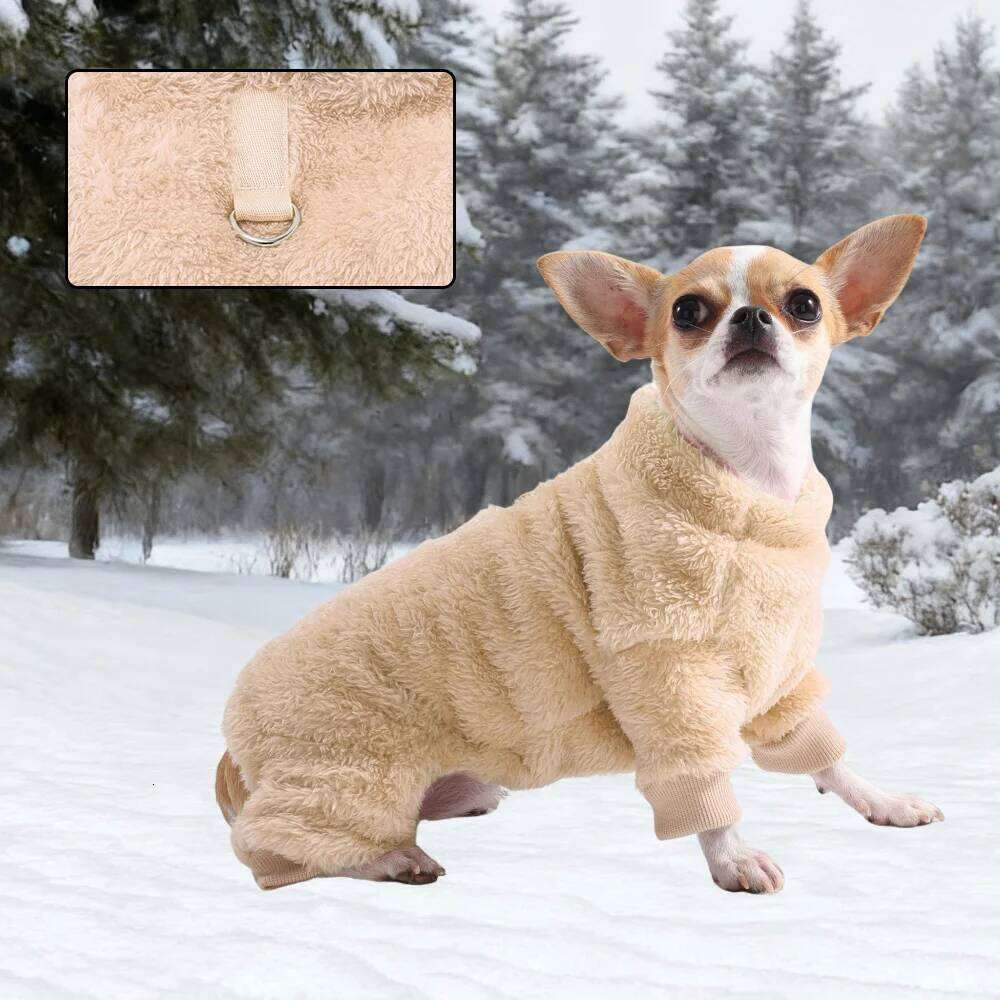 Winter Pet Dog Clothes For Small Medium Dogs Cats Warm Flannel Jumpsuit Puppy Jacket Coat with D-ring Chihuahua Bulldog Outfits