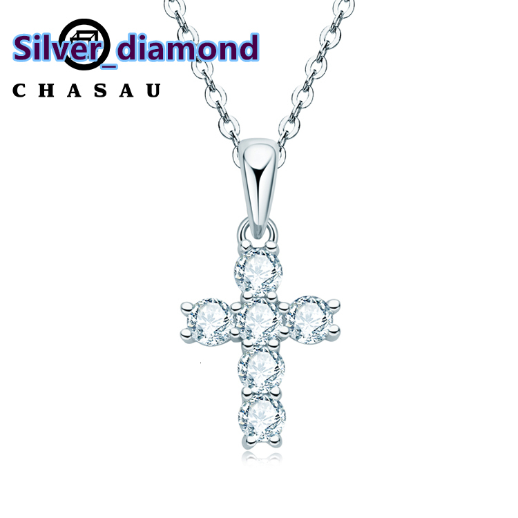 Women Men Faithful Charm 925 Silver Certified 3mm Moissanite Choker Christian Gifts Cross Pendant Necklace