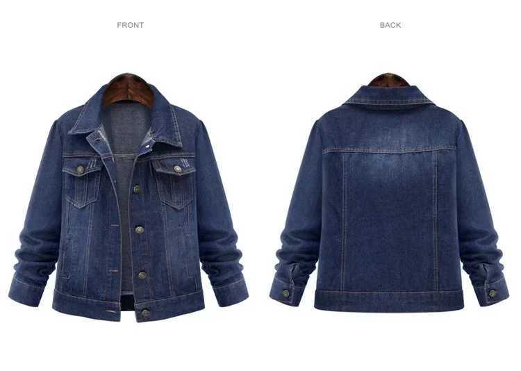 Women Denim Coat Single Breasted Button Solid Color Jackets Turn Down Collar Pockets Streetwear Autumn High Street CasualT260328