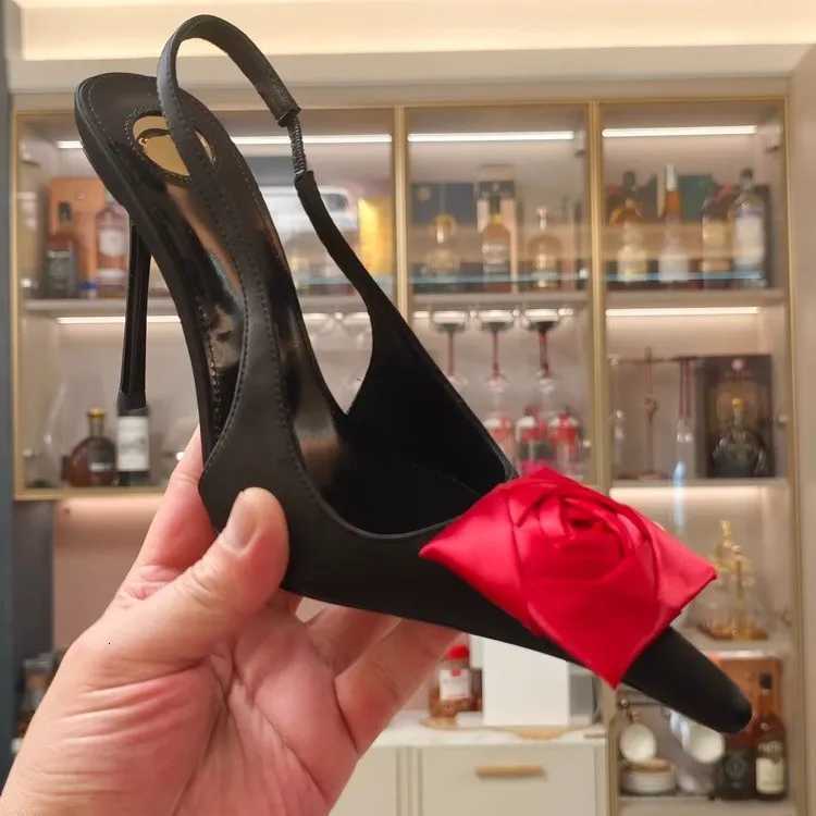 Pointed Toe Stunning High Heels for Women Thin Heel Satin Flower Slip-On Sandals Summer Outdoor Wear 2026 Hot Style Z260330