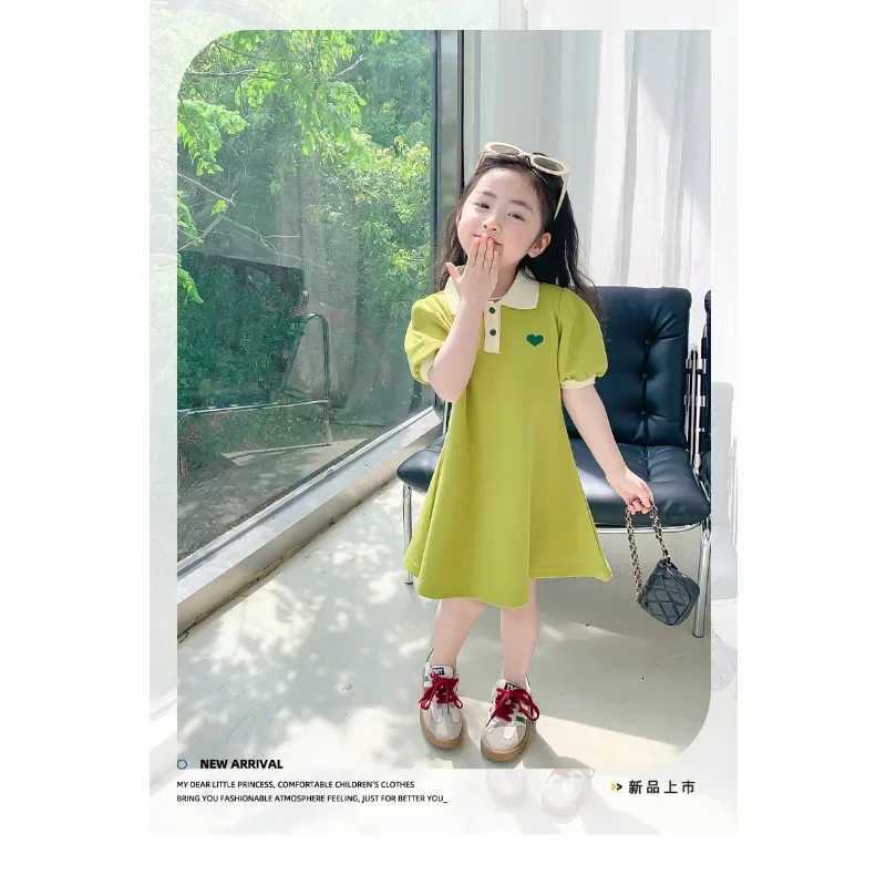 Solid Color Skirt Girls Dress Kids Clothes Baby Girl Dress New A-shaped Skirt Short Sleeves Summer Girls Foreign Style SkirtT260330