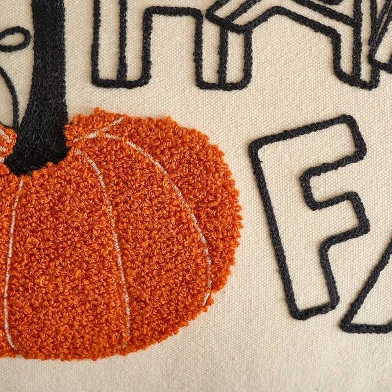 Pumpkin Tufted Velvet Throw Pillow Cover Autumn Cushion Cover Maple Leaves Pillowcase for Home Sofa Living Room Fall Decor H260330 - view 6