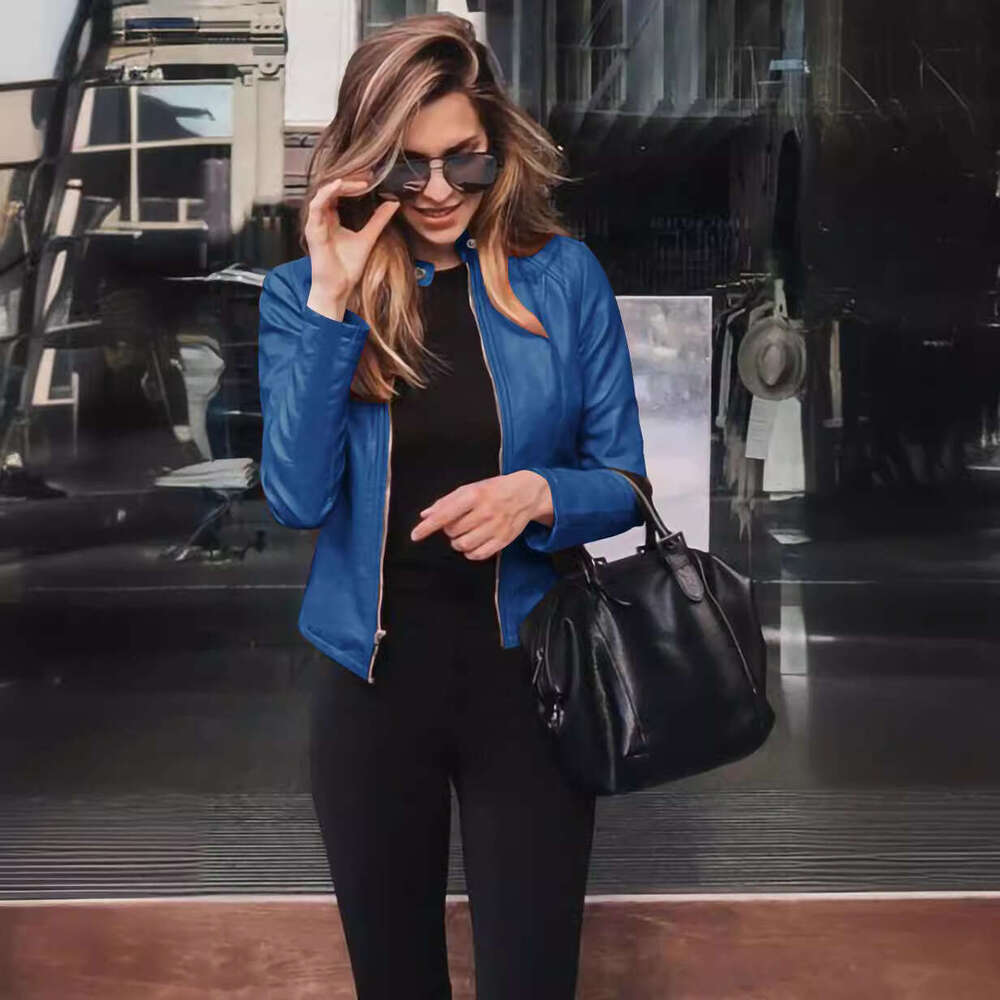 2026 hot-selling new product on Wish: Autumn and winter women's fashion leather PU blazer jacket 8031 #