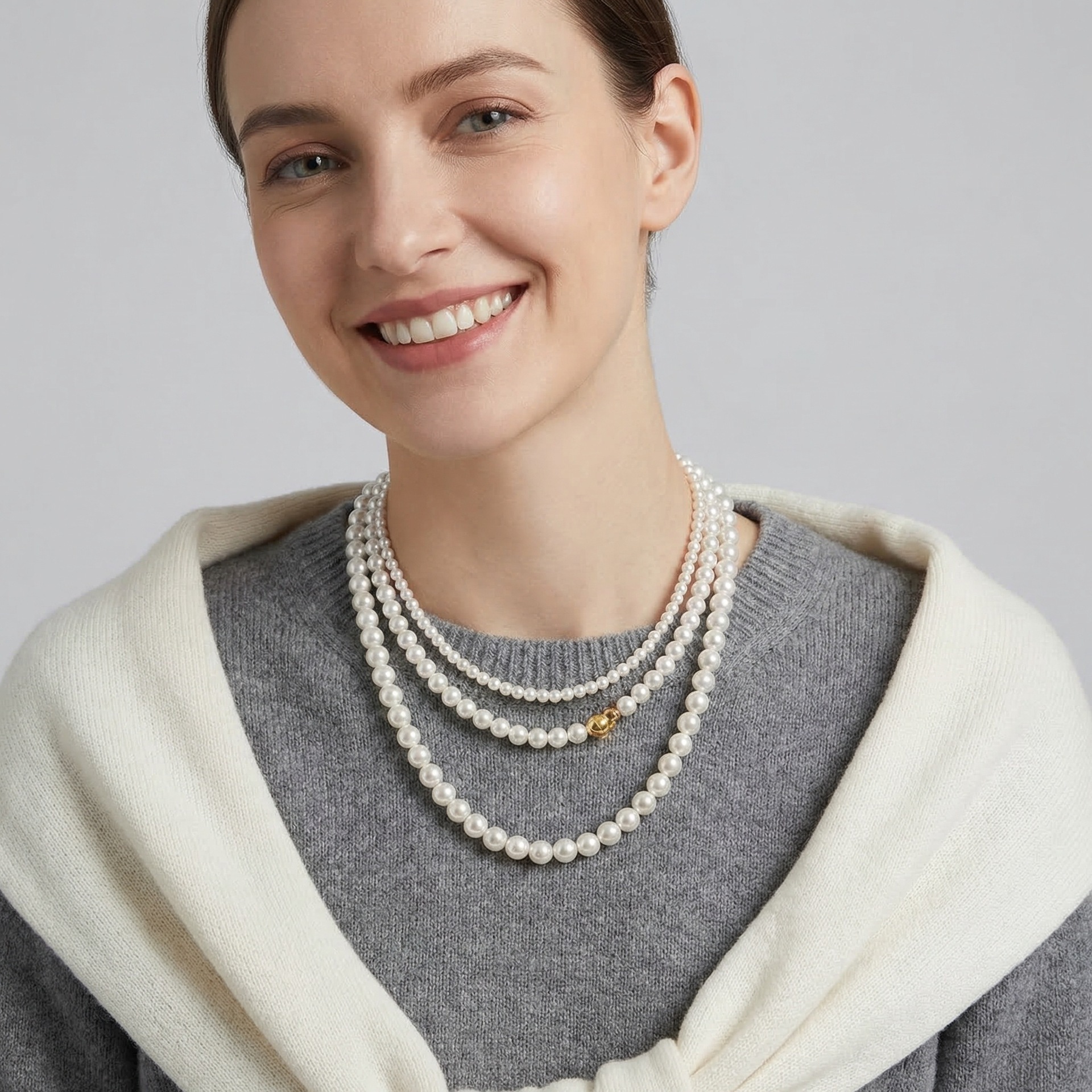 Designer Luxury New Magnetic Snap-on Pearl Round Necklace Accessory For Women, A Small And Exclusive High-end Collar Chain With A Lock Design.