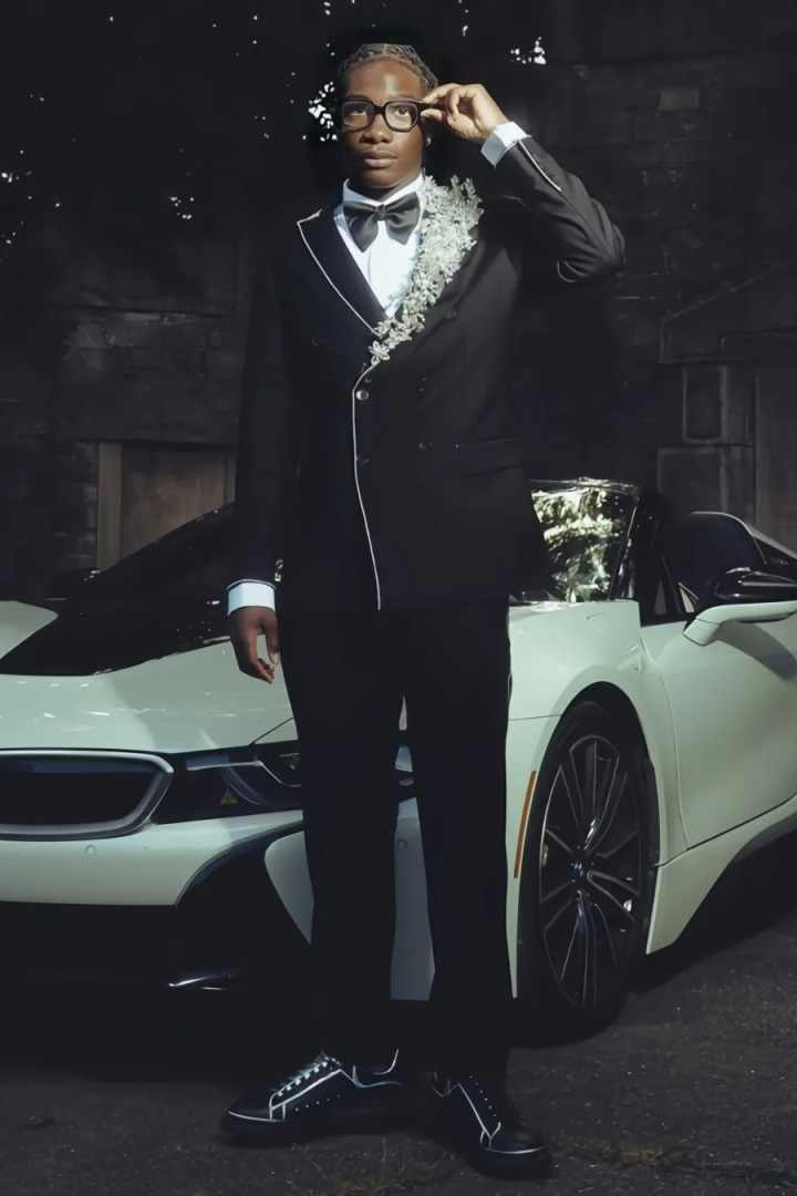 Modern 2 Pieces Suits For Men Double Breasted Peaked Lapel Pant Blazers Crystals Wedding Party Customized Trajes Para Hombre
