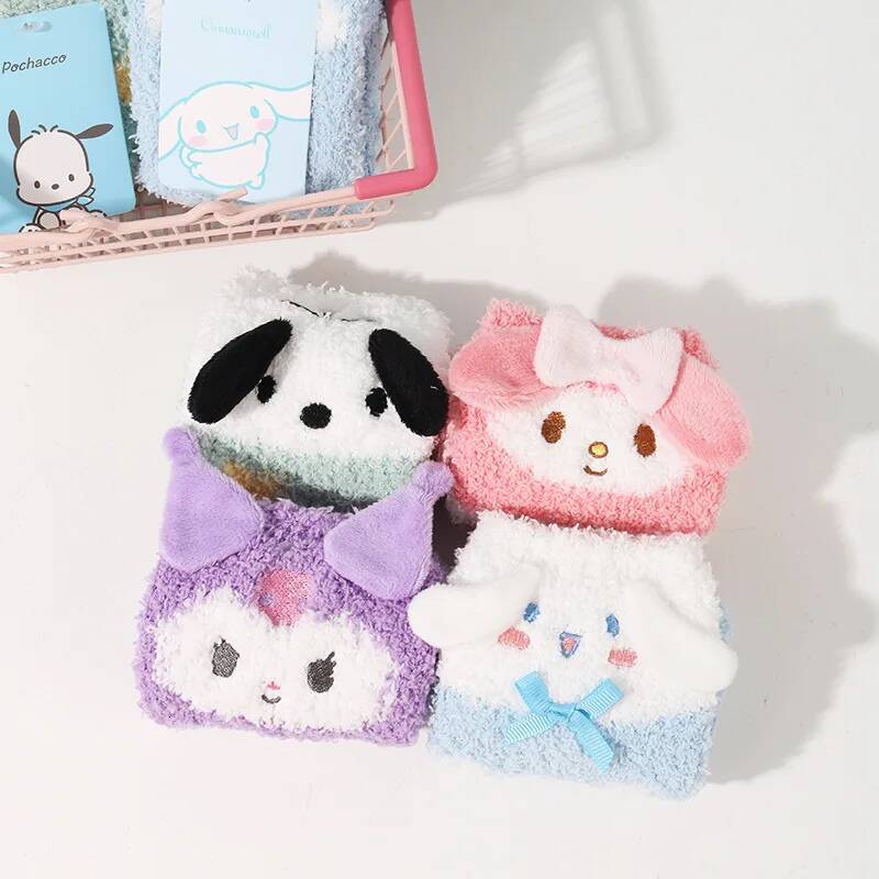 Designer 1 Pair Sanrio Socks Cute 3D Ears Cartoon Melody Autumn Winter Middle Socks Home Floor Coral Velvet Sweating Socks Gift