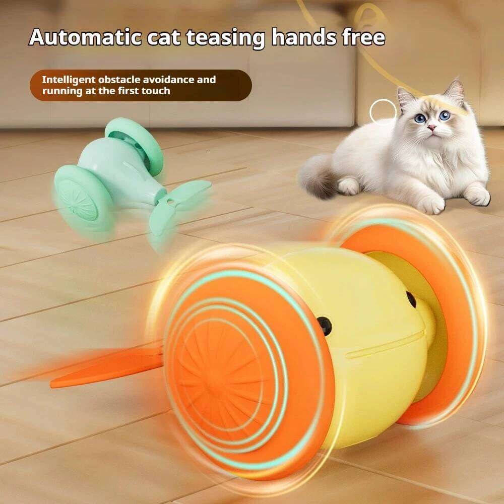 New Interactive Cat Toy Electric Whale Car Automatic Teaser with Intelligent Obstacle Avoidance Pet Toys for Kittens