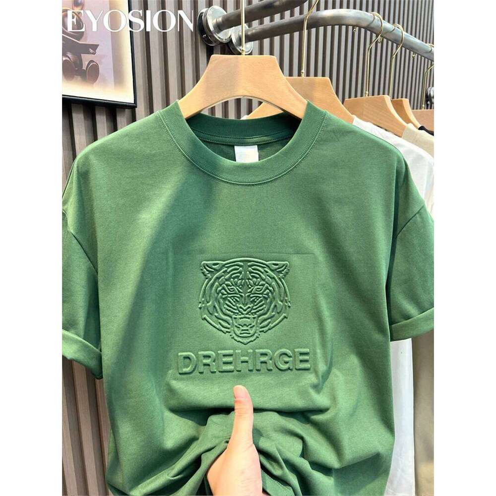 T Shirt Mens Designer Men Summer New Men's T-Shirt Short Sleeved O-Neck 3D Letter Tiger Printed Washed Old Retro Pure Cotton Loose Couples Casual