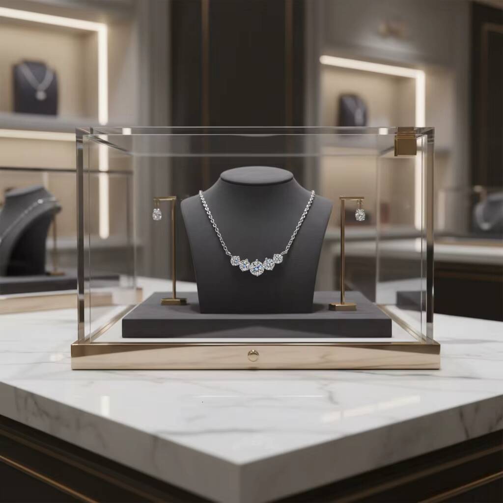 S925 17 Karat D Moissanite Necklace Women Female Simple Smile Seven Princess Pendant Wedding Suitable Made 925 Sterling Silver